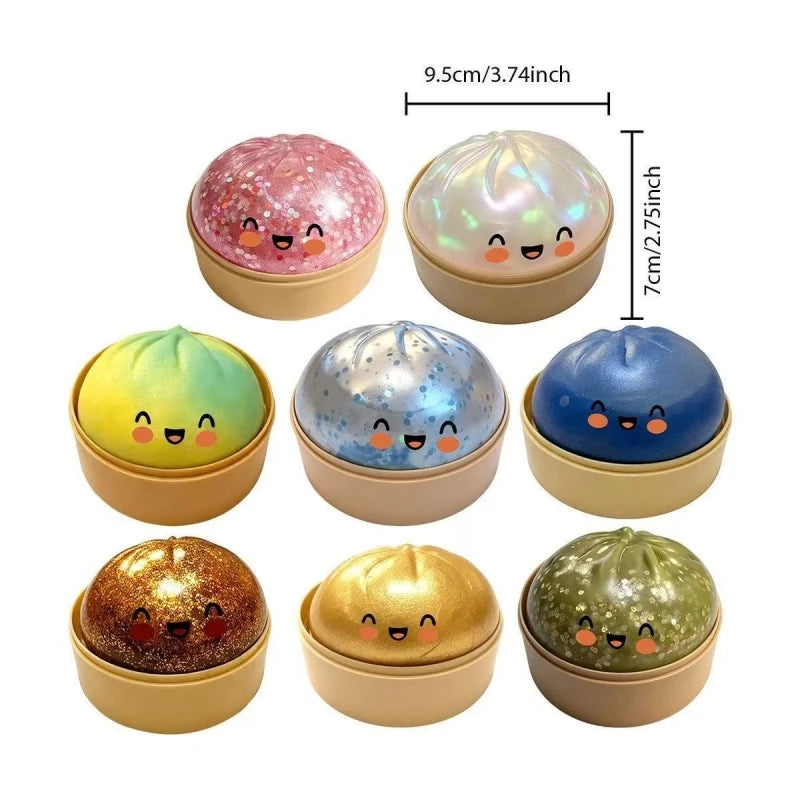 Simulation Bun Decompression Toy Fidget Toy Colorful Dough Dumpling Squeeze Ball Rebound Pinch Fun Children's Birthday Gift