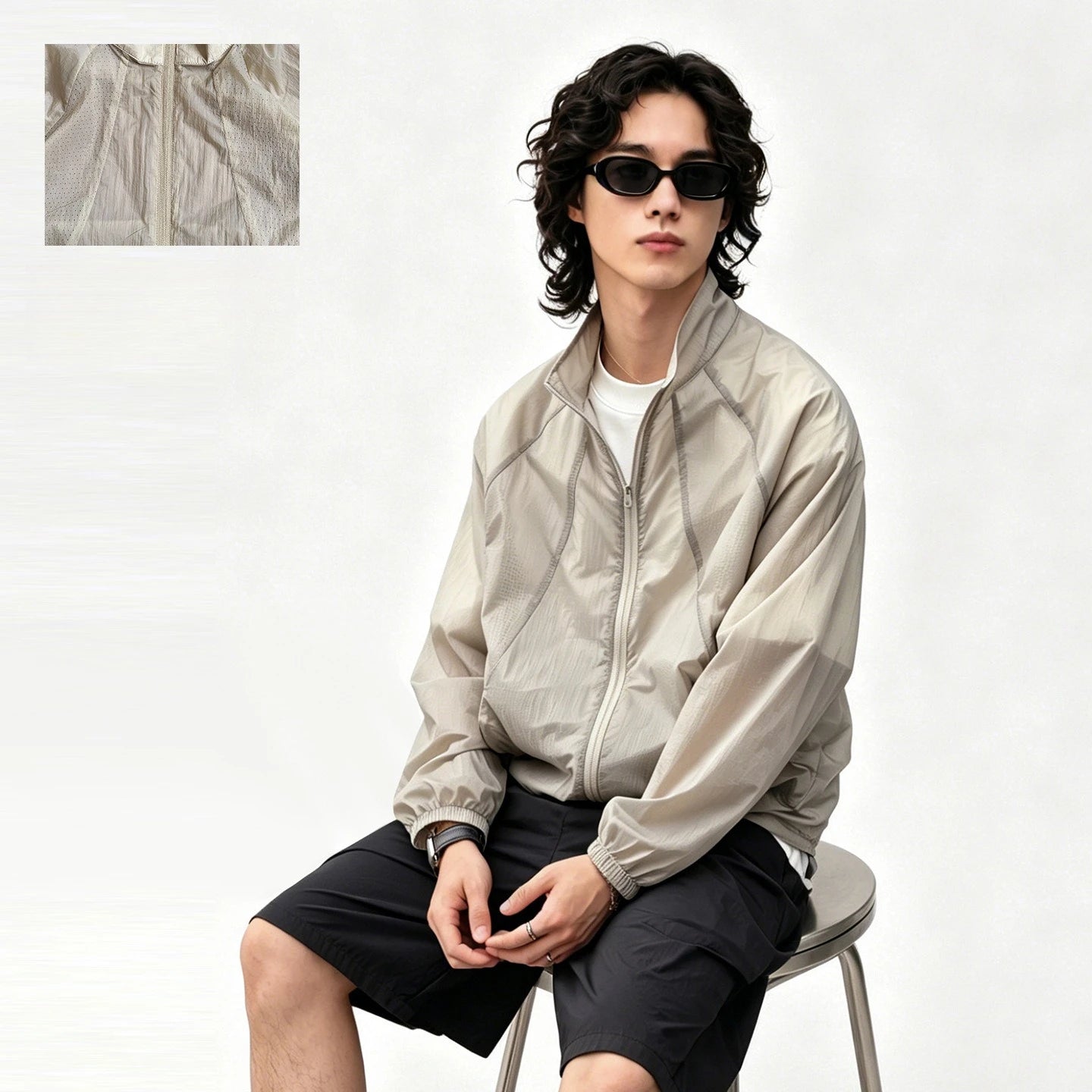 Men's Sun Protection Jacket, UPF 50+ Lightweight & Breathable Windbreaker, Quick-Dry for City Outdoor Mesh Panel Design