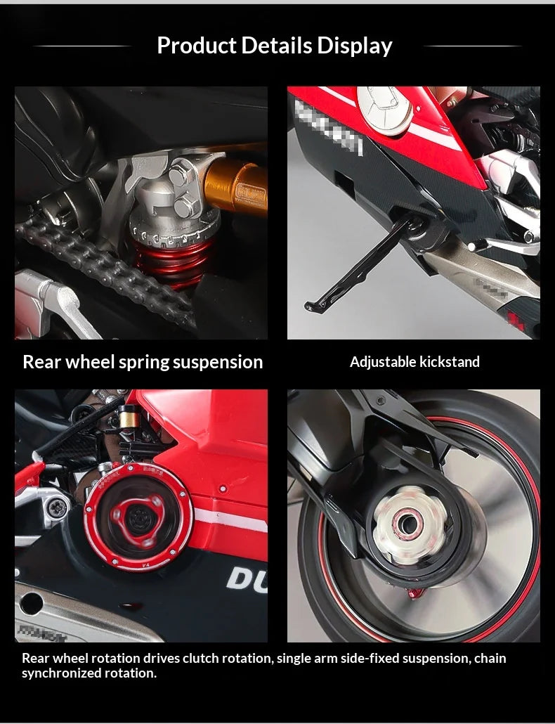 XLG 1:7 Ducati Panigale V4S Motorcycle Model - Alloy Die-Cast with Smoke Effect & Light/Sound Official Licensed Collector‘s Gift