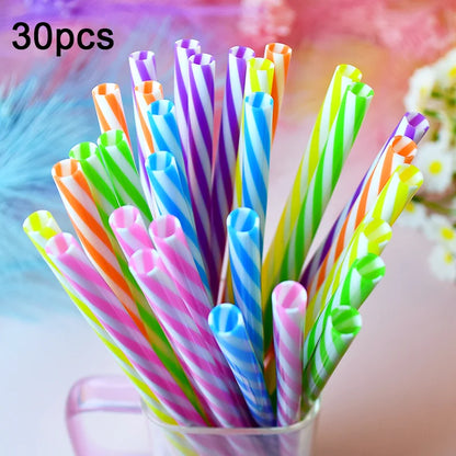 30-Pack of Two-Tone Twisted Straws, Reusable—A Must-Have for Parties, Bars, and Birthday Celebrations