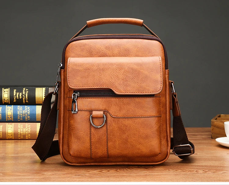 Brand Men Shoulder Bag for 9.7" iPad Men PU Leather Flaps Men's Crossbody Bags Business Flap Male Solid Messenger Bag Travel Bag