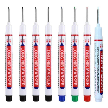 8Pcs/Set 20mm Deep Hole Long Nib Head Markers For Metal Perforating Pen Waterproof Bathroom Woodworking Decoration Multi-Purpose