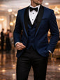 Men's Slim Fit Business Suit Black Shawl Lapel Casual Tuxedos for Wedding Groomsmen Suits Set