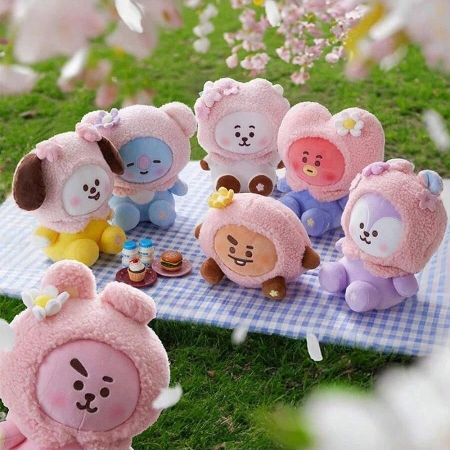 BT21 KPOP Sakura series plush toy bulletproof youth group plush sitting doll Fan gifts、birthday gifts、couple gifts、adult gifts