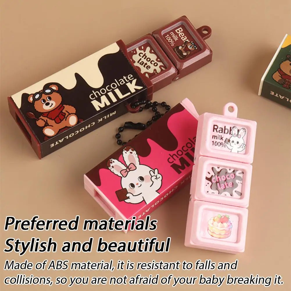 Simulated Chocolate Fidget Toy Stress Style Bendable Snap Stress Relief Keychain Pendant Creative Gift