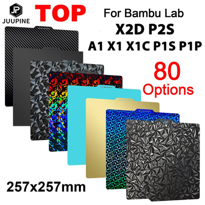 JUUPINE Do płyty konstrukcyjnej Bambulab 257x257mm Blacha ze stali sprężynowej X2D Płyta konstrukcyjna P2S A1 X1C P1S Płyta konstrukcyjna do drukarek 3D Bamboo Lab