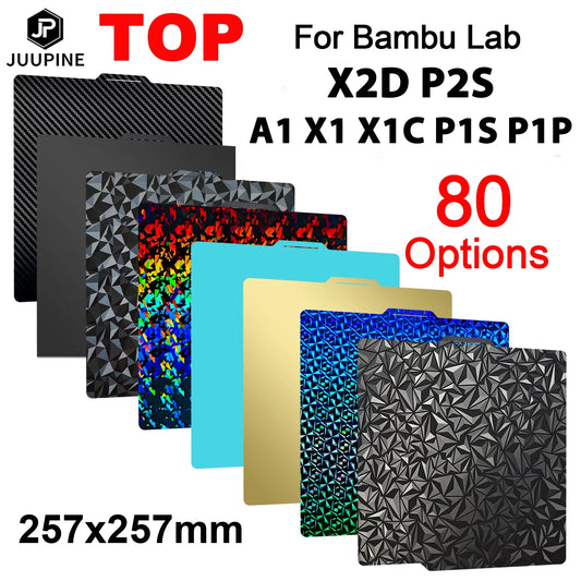 JUUPINE Do płyty konstrukcyjnej Bambulab 257x257mm Blacha ze stali sprężynowej X2D Płyta konstrukcyjna P2S A1 X1C P1S Płyta konstrukcyjna do drukarek 3D Bamboo Lab