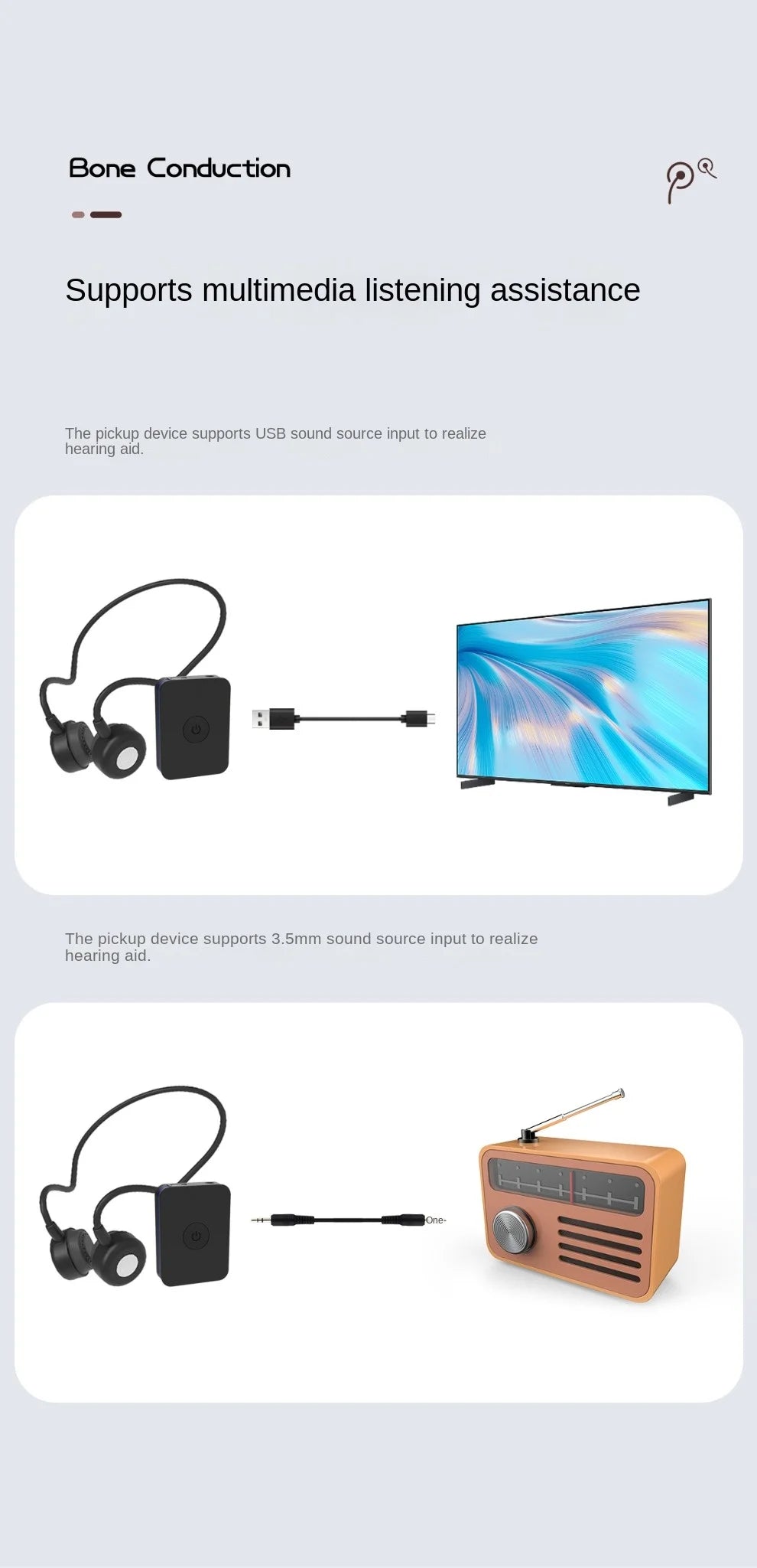 Nowy zestaw słuchawkowy HUHD B2S+ do aparatów słuchowych z przewodnictwem kostnym, mocowany z tyłu, dla osób starszych, bezprzewodowy zestaw słuchawkowy Bluetooth