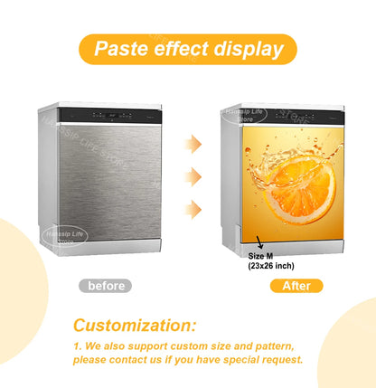 Water Splash Delicious Fruit Printed Dishwasher Sticker Wallpaper Kitchen Waterproof Dishwashing Cabinet Cover Decal Poster