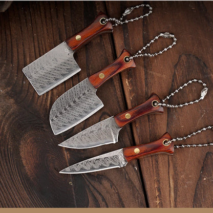 Portable Mini Knife Brass Wood Unboxing Hollow Blade EDC Fixed Blade Leather Cover Cutter Outdoor Surivival Tools Gift