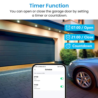 QCSMART ZigBee Garage Door Wireless Waterproof Sensor Opener Controller Control Smart Life Works with Google Assistant Alexa