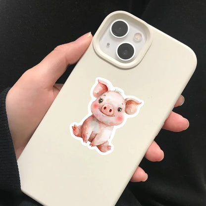 50PCS Watercolor Animal Stickers Cute Handbag Material Phone Case Laptop Water Cup Luggage Waterproof Stickers