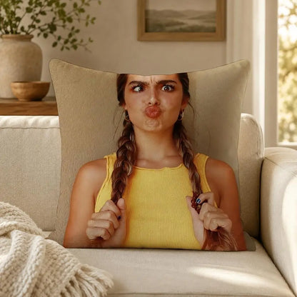 Person A-Addison R-Rae Funny Cushion Cover Soft Short Plush Decorative Pillow Cover for Sofa Bedroom Easy to Clean