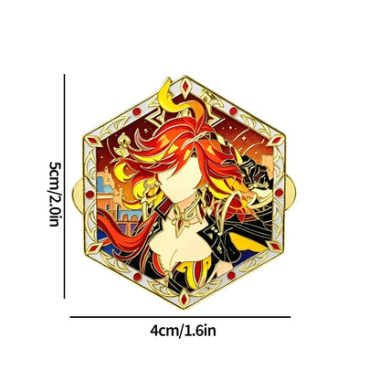 Genshin Impact Hard Enamel Pin Columbina Flins Odette Anastasya Badges Lapel Pin Cartoon Anime Brooches Backpack Decoration