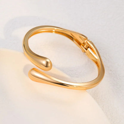 Stainless Steel Teardrop Shaped Bangle For Women Simple Chunky Gold Silver Color Adjustable Cuff Open Bracelet Fashion Jewelry