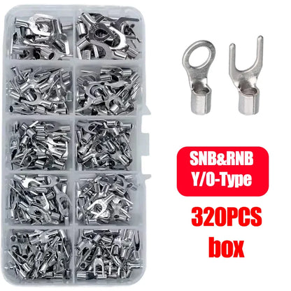O/Y Type Copper Ring Fork Terminals Kit Insulation Cold-Pressed Terminal Electrical Brass Cable Wire Connector Crimp Spade Clip
