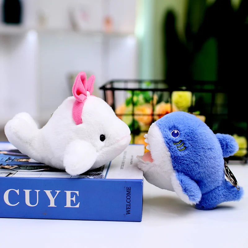 Seal Shark Whale Beluga Keychain Pendant Doll Mini Marine Animal Plush Keyring  Backpack Pendant Decor Kawaii Pendant Doll