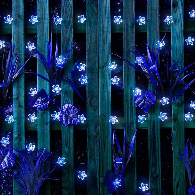 1pc 5/7/12/22M Solar String Sakura Lights 20/50/100/200LEDS Outdoor Waterproof Festival Garden Decorative Lights