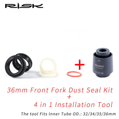 RISK Mountain Bike Suspension Front Fork Dust Seal Oil Sponge Ring 32 34 mm 35mm 36mm MTB Bicycle Fork Inner Tube Dust Seal Tool