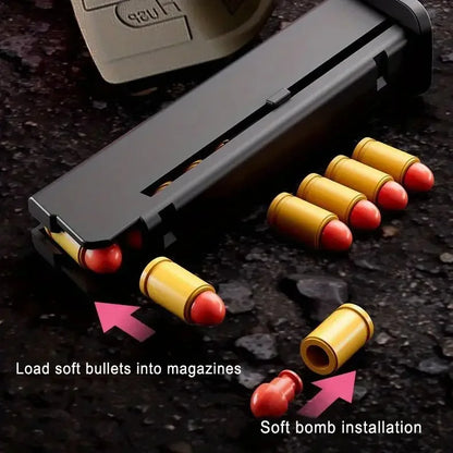 SIG17 Shell Throwing Toy Gun Continuous Firing Blowback Soft Bullet Pistol Model Empty Hanging Weapon Children's Toy Boys Gift