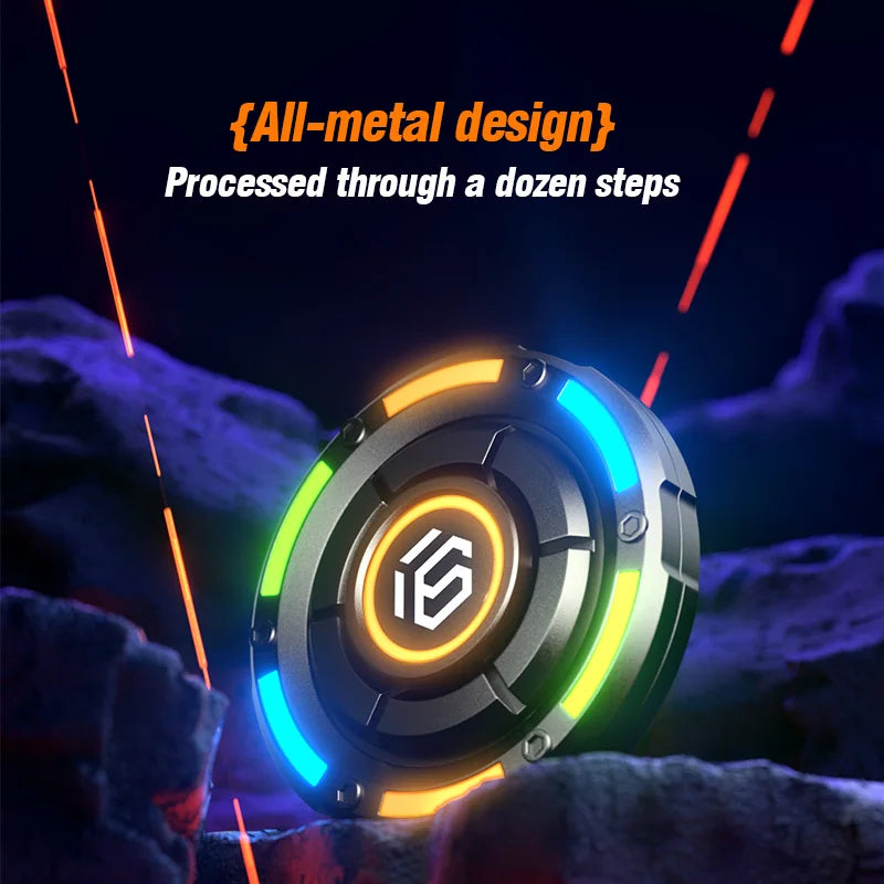 Metal EDC fidget spinner rotatable with luminous effect mechanical card-pushing function It's a stress-relieving toy Gifts  boys