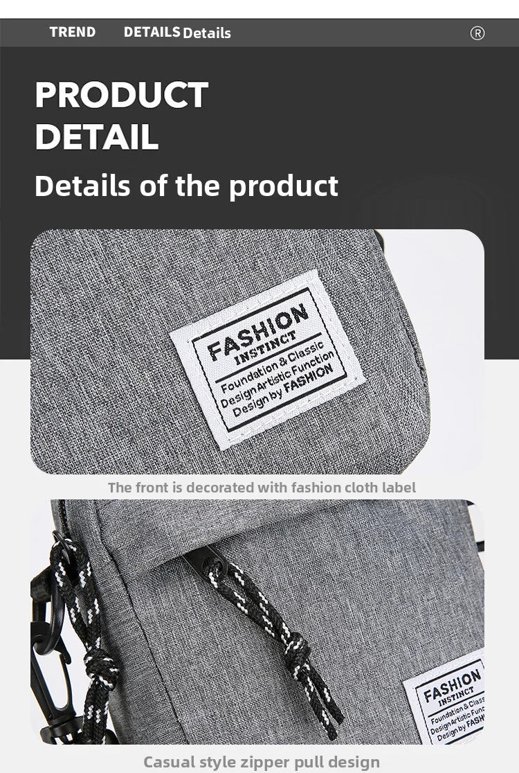 1Pcs 14×5×19cm Men Womens Canvas Crossbody Bag Lightweight Mini Shoulder Phone Pouch for Outdoor Hiking Travel Sports Square Bag