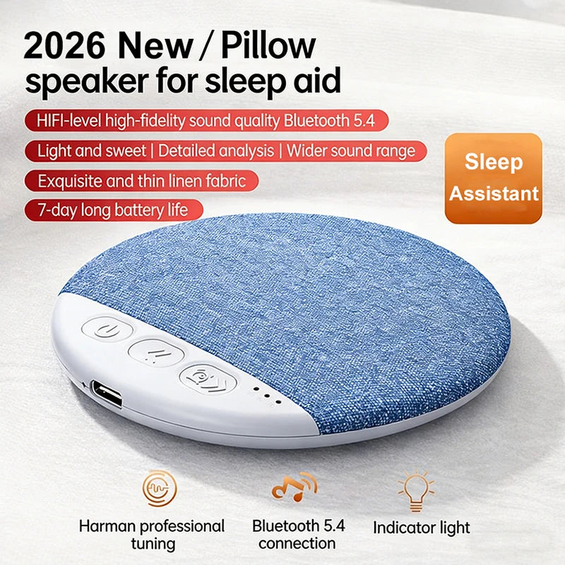 New Upgraded Wireless Under Pillow Speaker Decor Bluetooth Sleep Sound Machine with White Noise 30/60/90 Min Timer for Adult Kid