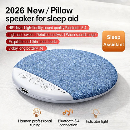 New Upgraded Wireless Under Pillow Speaker Decor Bluetooth Sleep Sound Machine with White Noise 30/60/90 Min Timer for Adult Kid