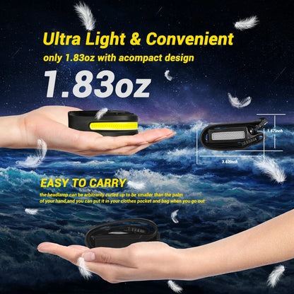 1~20Pack Headlamp USB Rechargeable LED Sensor Flashlight XPE+COB Torch Camping Waterproof Headlight for Fishing Lantern