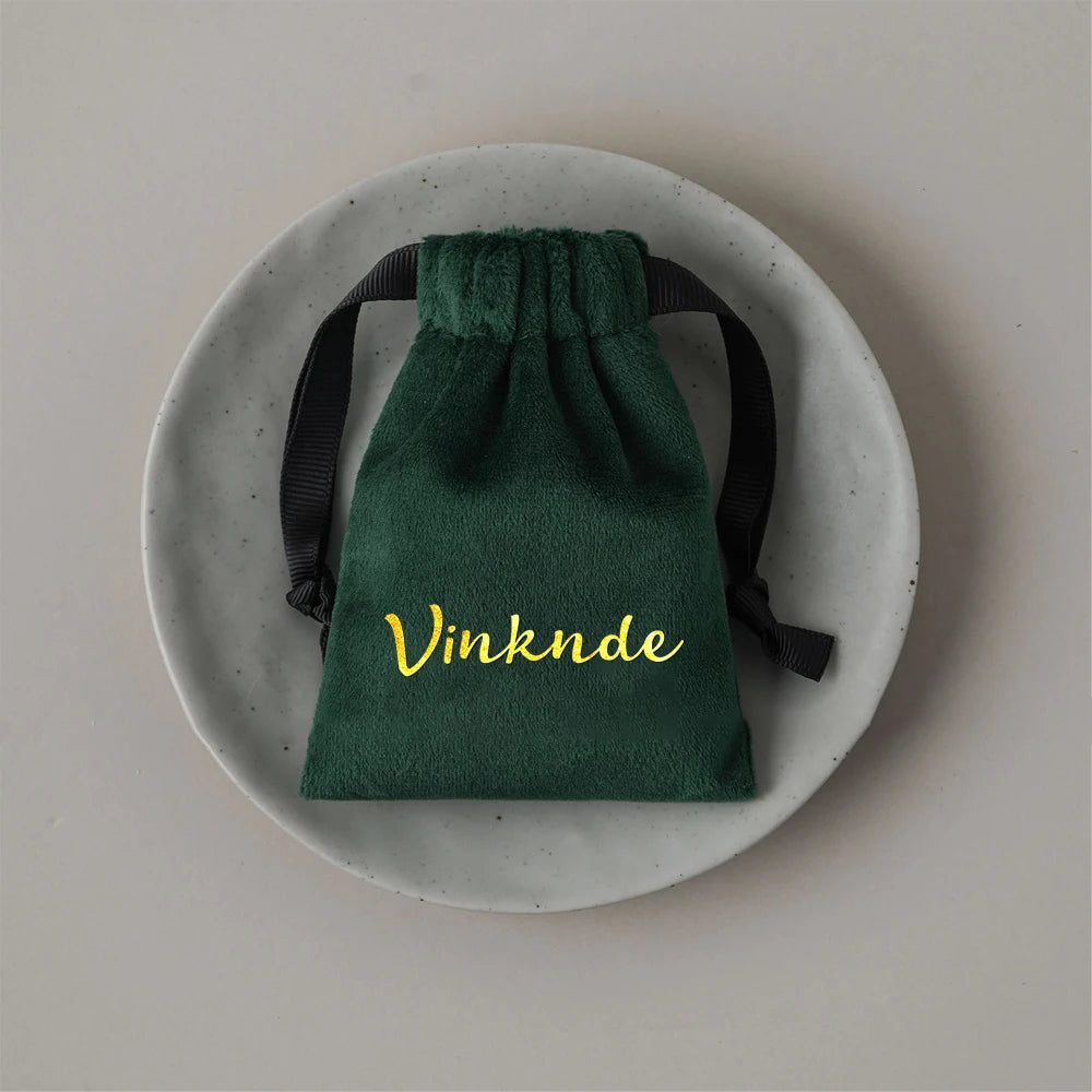 100pcs Custom Logo Jewelery Velvet Drawstring Bag Soft Champagne Velvet Suede Pouches Packaging for Wedding Party Gift Organizer