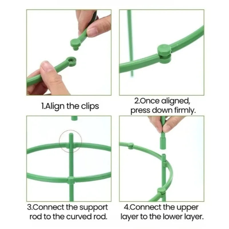 2-6Set Plant Support Plant Stakes Round Plant Support Ring Plastic Plant Cage Holder Flower Pot Climbing Trellis Gardening Tools