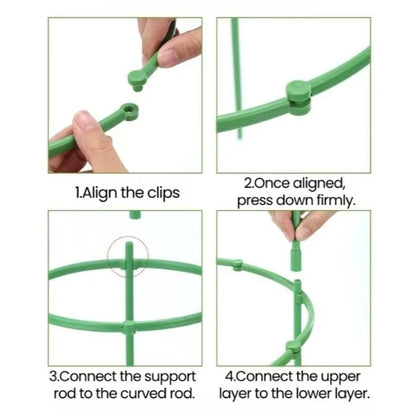 2-6Set Plant Support Plant Stakes Round Plant Support Ring Plastic Plant Cage Holder Flower Pot Climbing Trellis Gardening Tools