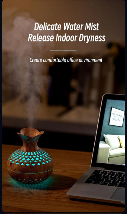 Wood Grain Humidifier 300ml USB Aroma Diffuser Atomizer USB Household Humidifier Hydrating Instrument Desktop Humidifier