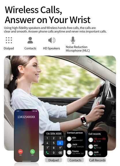 LIGE Smart Watch Answer/Make Call 1.85" Smartwatch for Android iOS Heart Rate Sleep Monitor Pedometer Waterproof Fitness Watches