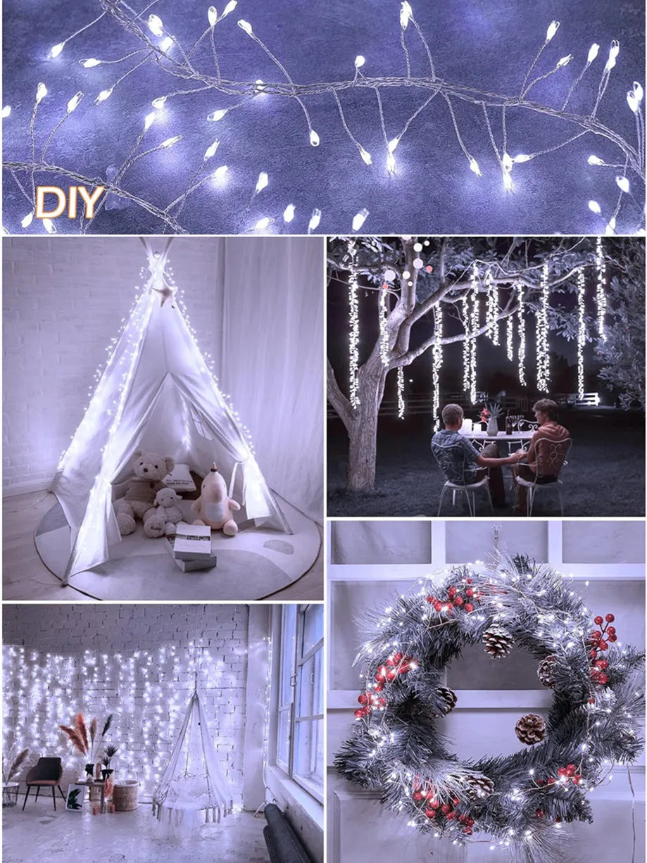 USB Power LED Firecracker String Lights Remote Control Garland Fairy Lights for Wedding Party Garden Plants Christmas Decoration