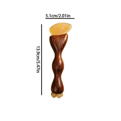 Natural Facial Beauty Massager Lotus Seedpod Brass Bead Rosewood Gua Sha Tool Non-Irritating for Gentle Face Lifting Massage