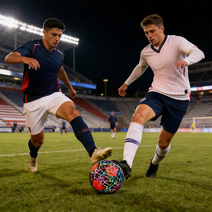 Luminous Reflective Soccer Ball Size 5 - Holographic Football, Cool Long-Lasting Glow, Durable Synthetic Leathe