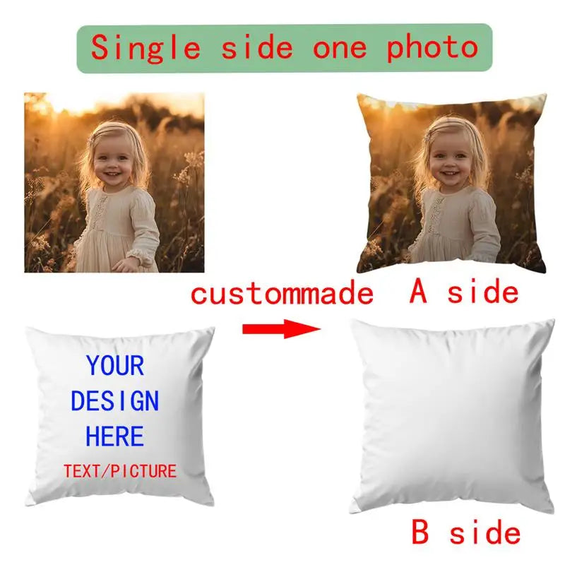 Custom Cushion Cover With Pictures Logo DIY Customized Throw Pillow Case Home Decorative Wedding Pets Baby Print Pillowcase