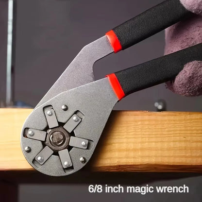 6/8 Inch Magic Wrench Household Maintenance Adjustable Twisting Hand Clamping Socket Outer Hexagonal Multifunctional Tool
