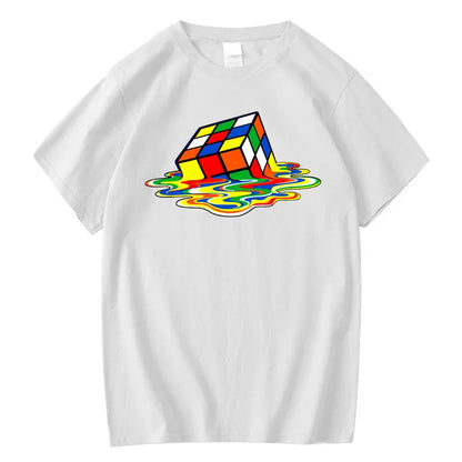 Summer Men's T-shirt High Quality Cotton Blend Magic Square Printing O-neck For Men Tees Casual Cool Hip Hop Short Sleeved Tops
