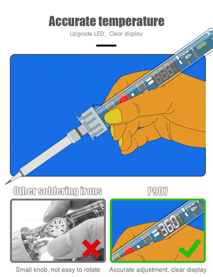 JCD 100W New Electric Soldering Iron P907 110V 220V Adjustable Temperature LCD Digital Display With Switch Welding Repair Tools