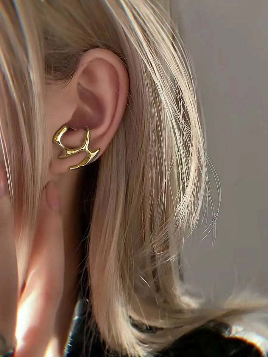 Abstract Sculptural Ear Cuff in Polished Stainless Steel