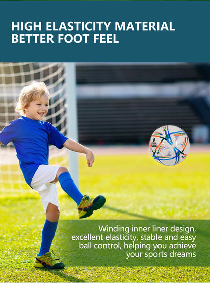 Soccer Ball-Size 5 White Pu For Kids&Adult Youth Men Official Match Game Training Soccer Balls Durable In&Outdoor Football Team