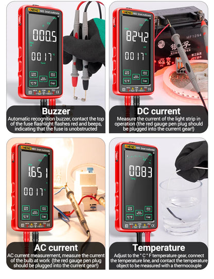 Multimetr Smart z ekranem dotykowym, tester ładowalny napięcia/prądu AC/DC, miernik NCV z indukcją, narzędzia elektryczne do diod ANENG 683