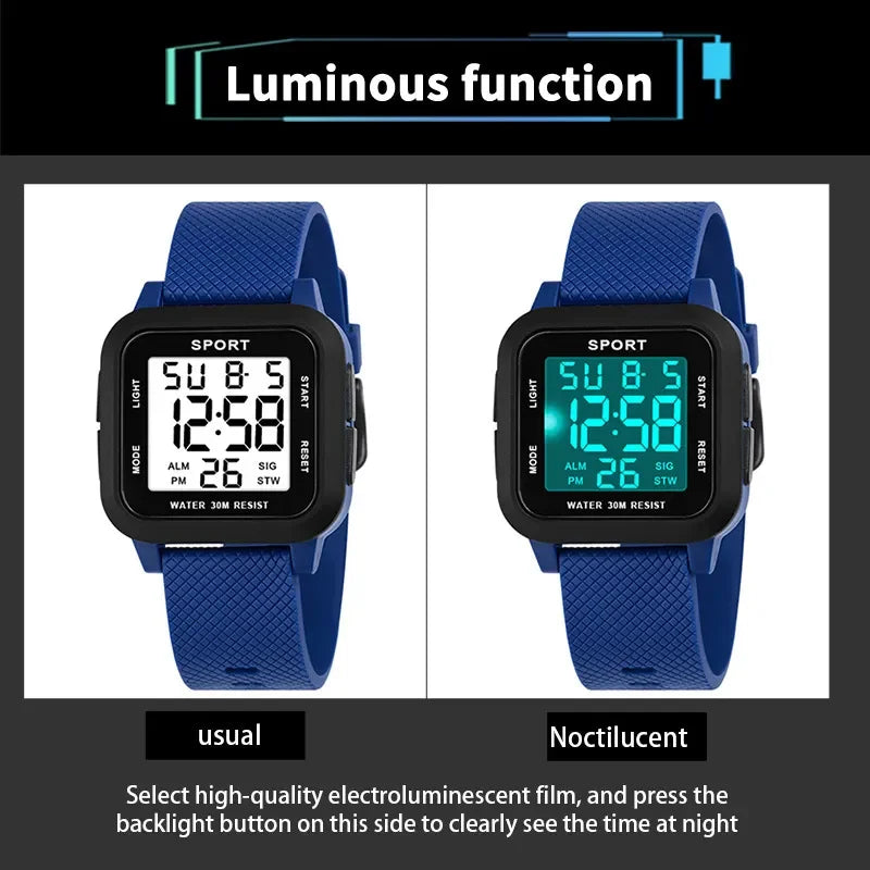 YIKAZE Sports Watch for Men Luminous Waterproof Men's Sport Watches Outdoor Military Clock Student LED Electronic Wristwatch