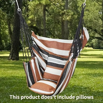 1pc Canvas Leisure Hammock Chair - Relaxing Outdoor Swing with Hanging Design, Durable Material, Indoor and Outdoor Use