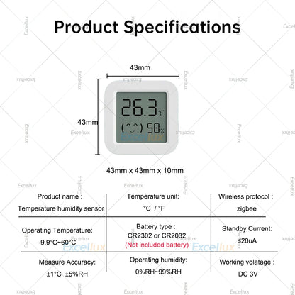 Tuya Zigbee 3.0 Smart Home Temperature Humidity Sensor with LCD Screen Work With Alexa Echo Plus Home Assistant Z2M Need Gateway