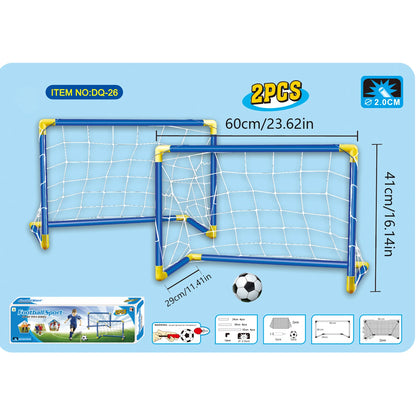 2PCS Kids Soccer Goals Set with Ball, Portable Football Gates for Backyard Indoor Outdoor, Children Sports Training Toy.
