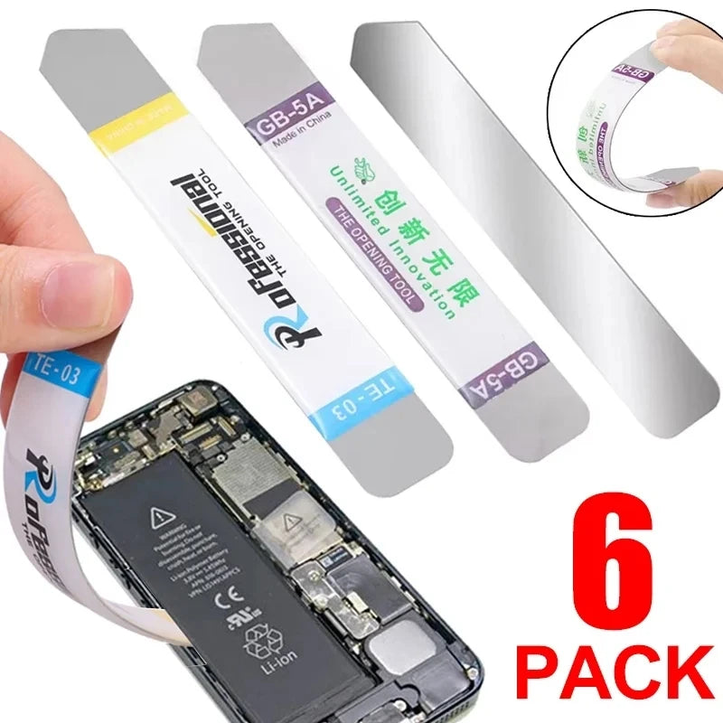 1-6PCS Stainless Steel Blade Soft Thin Pry Spudger Cell Phone Tablet Screen Battery Opening Tools for Samsung iPhone iPad Opener