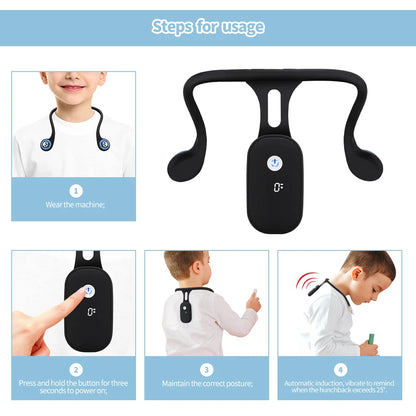 Smart Back Posture Corrector Humpback Vibration Reminder Turtle Neck Corrector for Adult & Child Shoulder Back Straighten